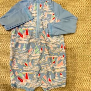 Crown and ivy boys swimsuit sailboat print zip up 18mnth